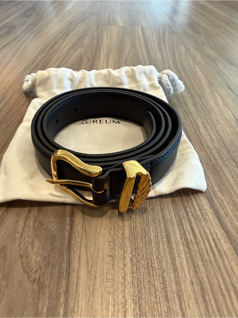 AUREUM No. 3 French Rope Belt Black Leather Size M/L - Picture 5 of 13